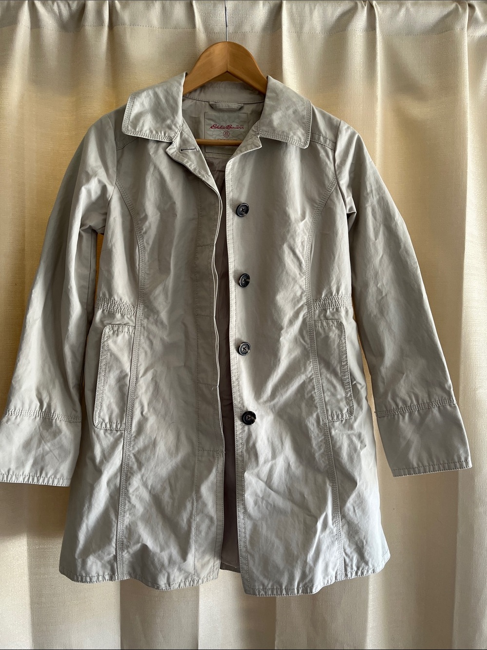 Eddie Bauer Light Gray Women's Single-Button Trench Coat